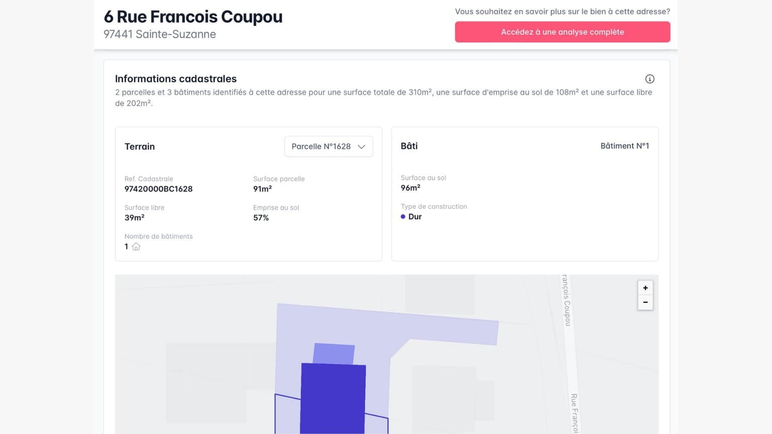 Immo-data : informations cadastrales détaillées