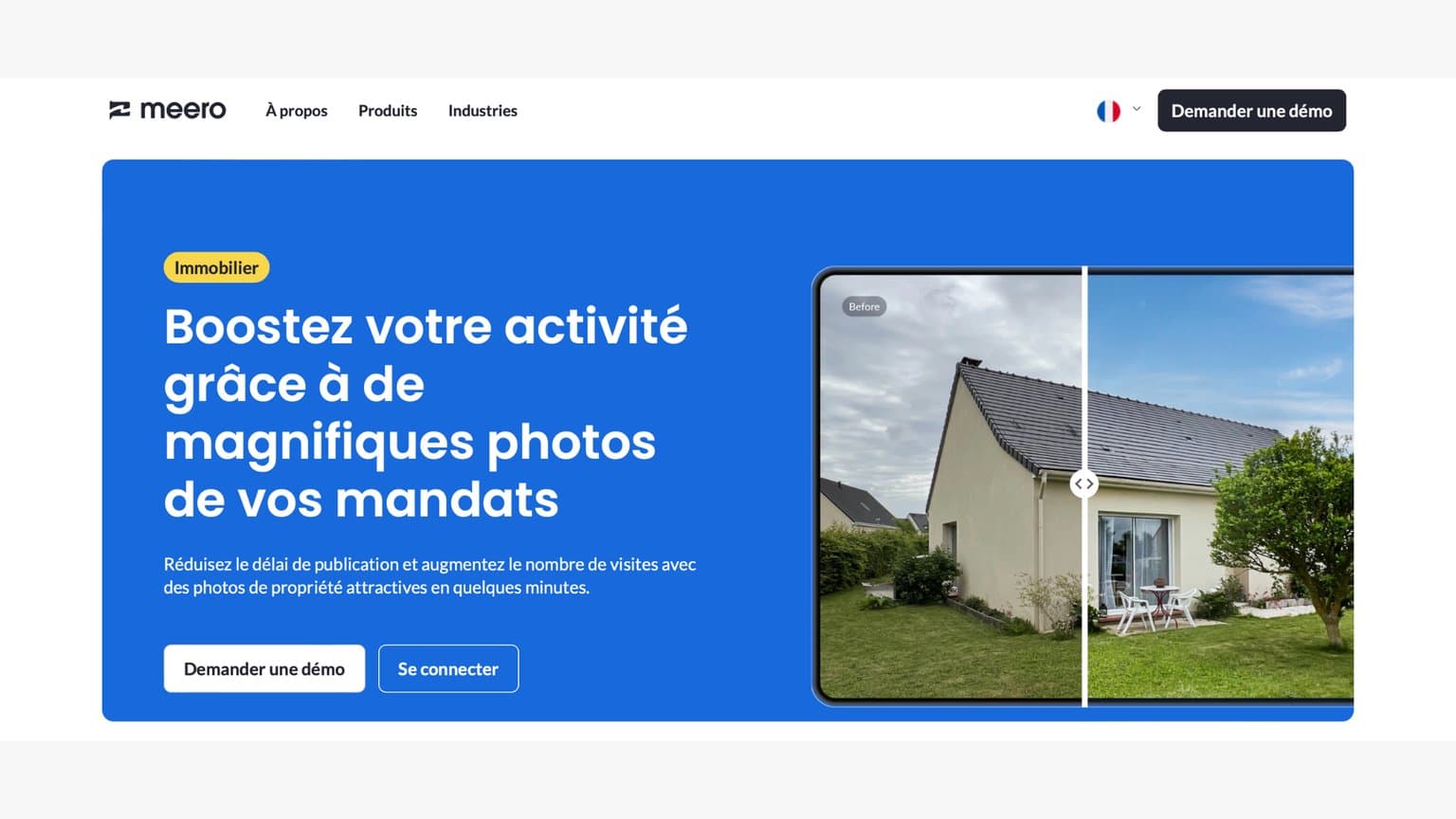 Meero : remplacement du ciel bleu avant/après