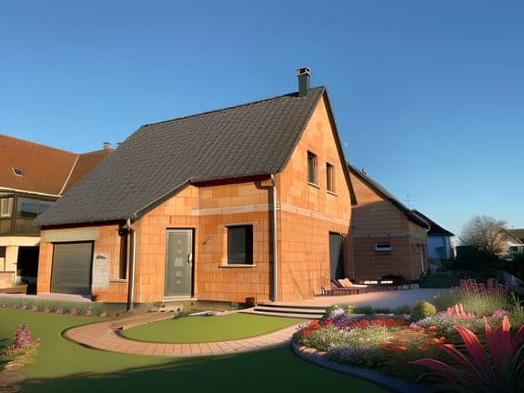 Photo maison après retouche jardin IA