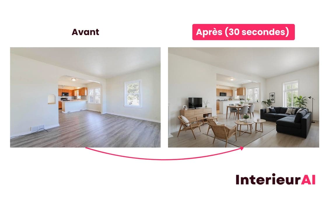 Pièce vide meublée virtuellement par IA