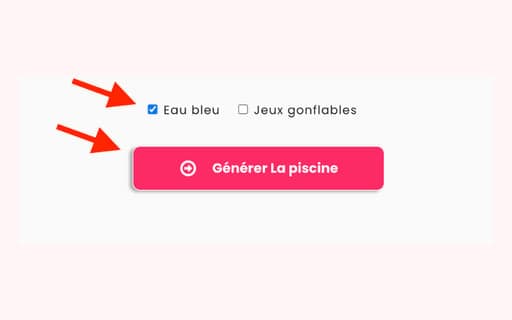 Générez la piscine avec eau bleue