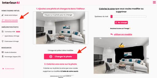 Accéder à l'outil de retouche