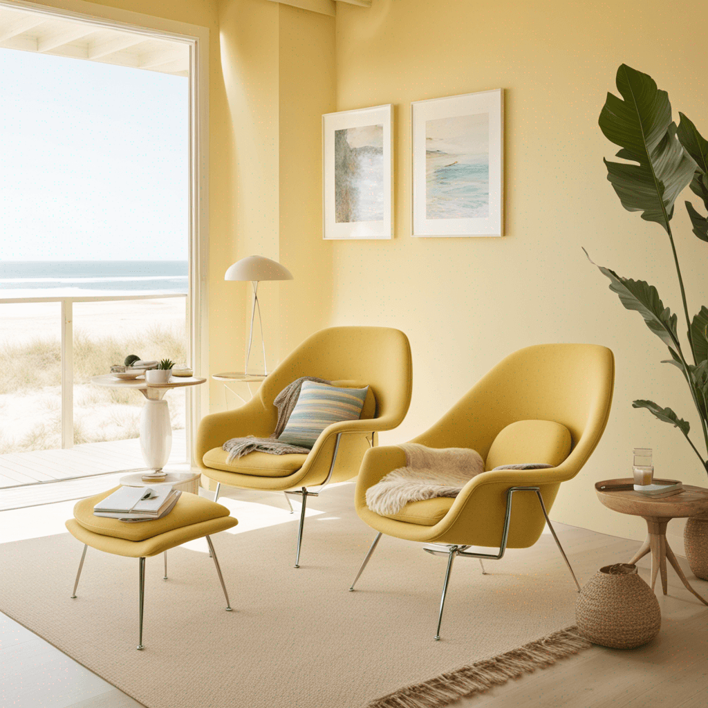 Génération IA chaise jaune surf house