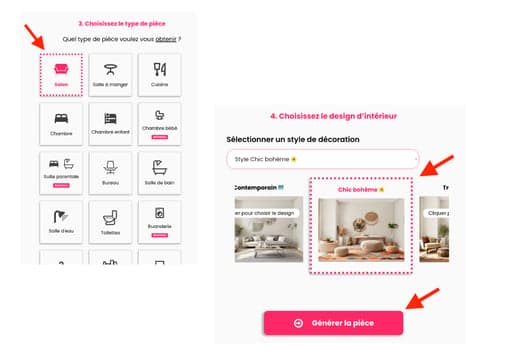 Choisir le type de pièce et le design