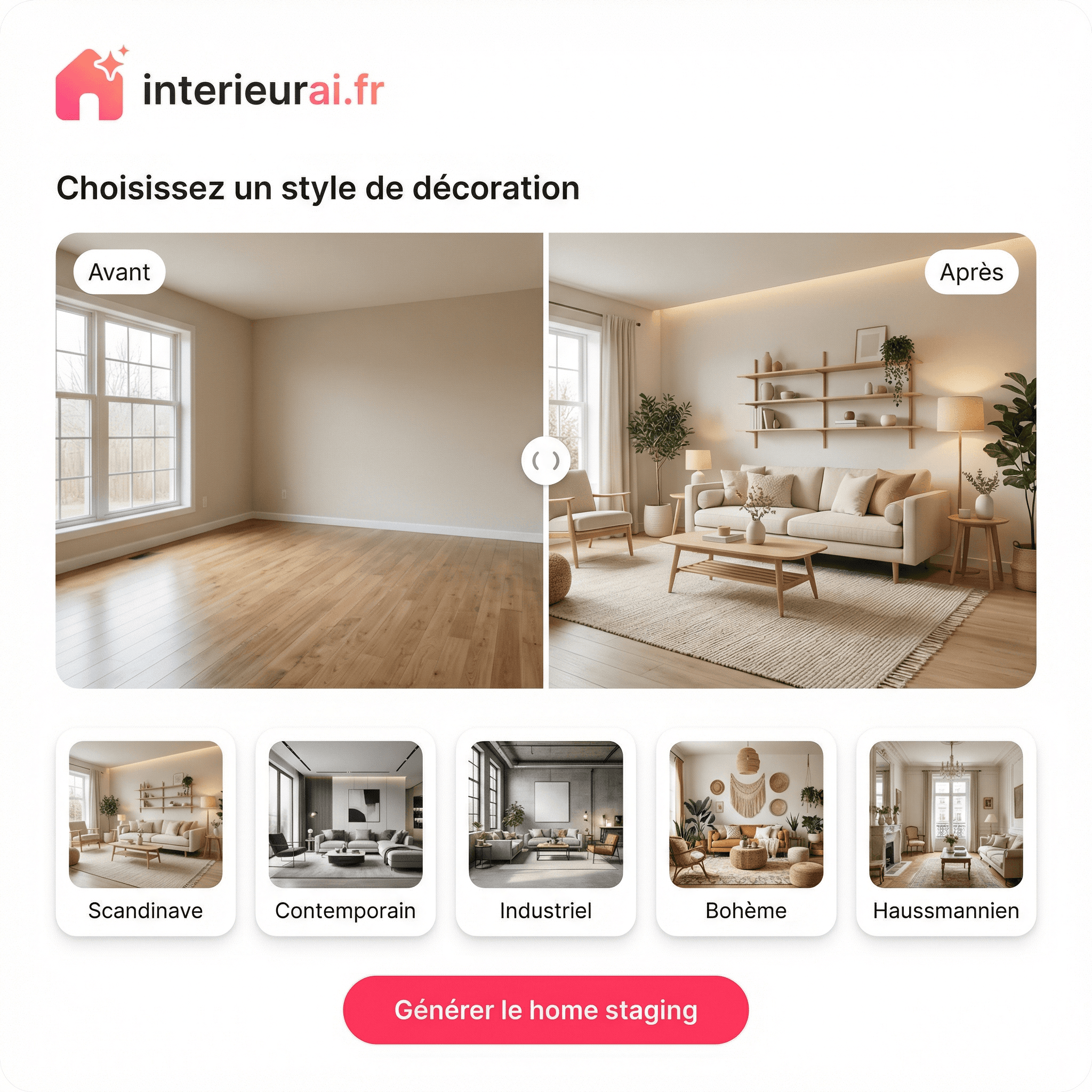 Interface de home staging IA